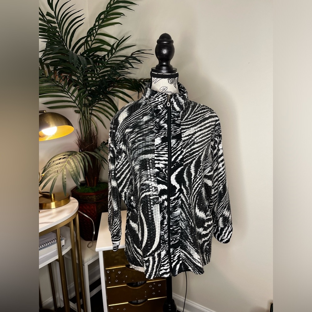 Erm London Abstract Zebra Print Jacket | Bold & Stylish | Size XL